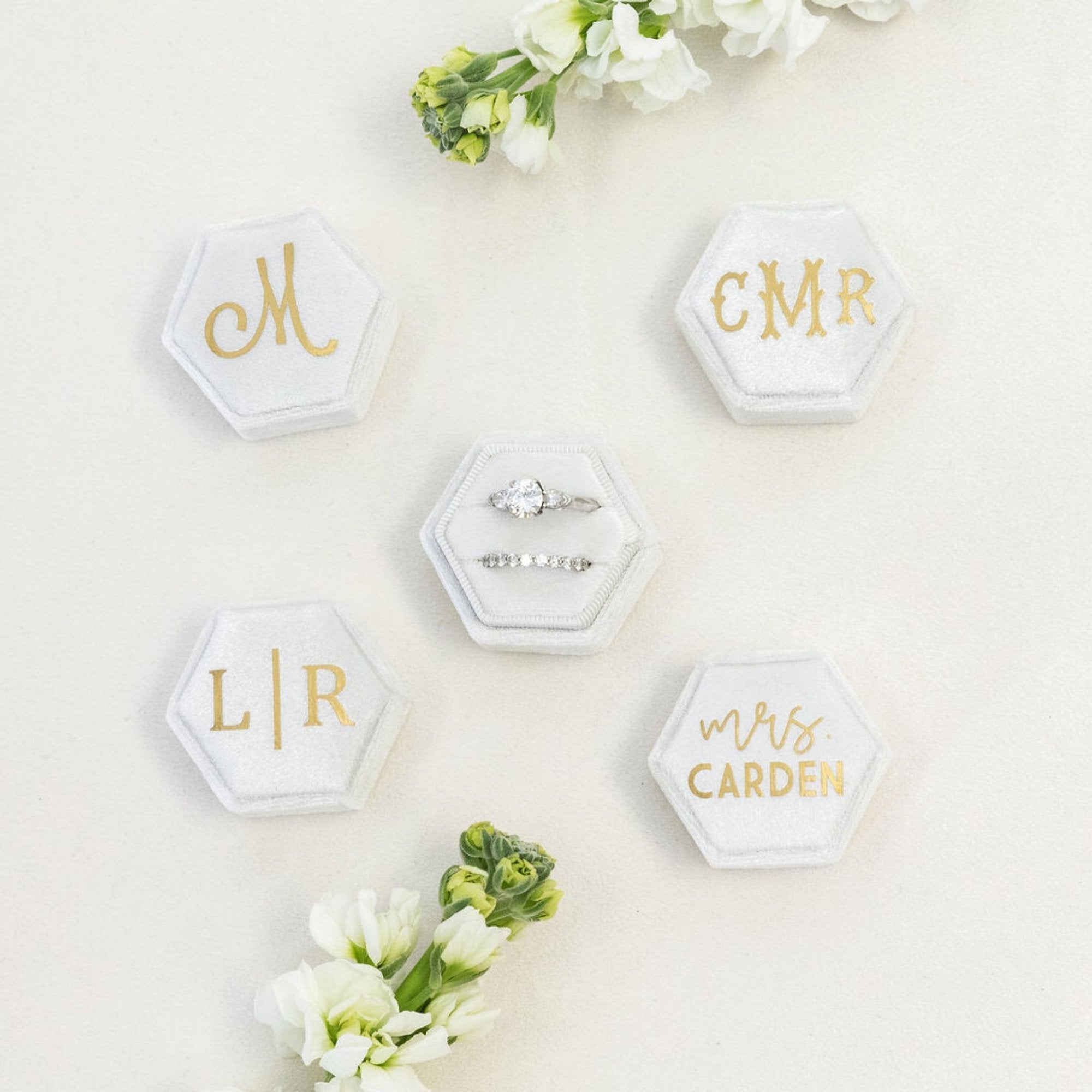 Monogrammed Velvet Ring Box