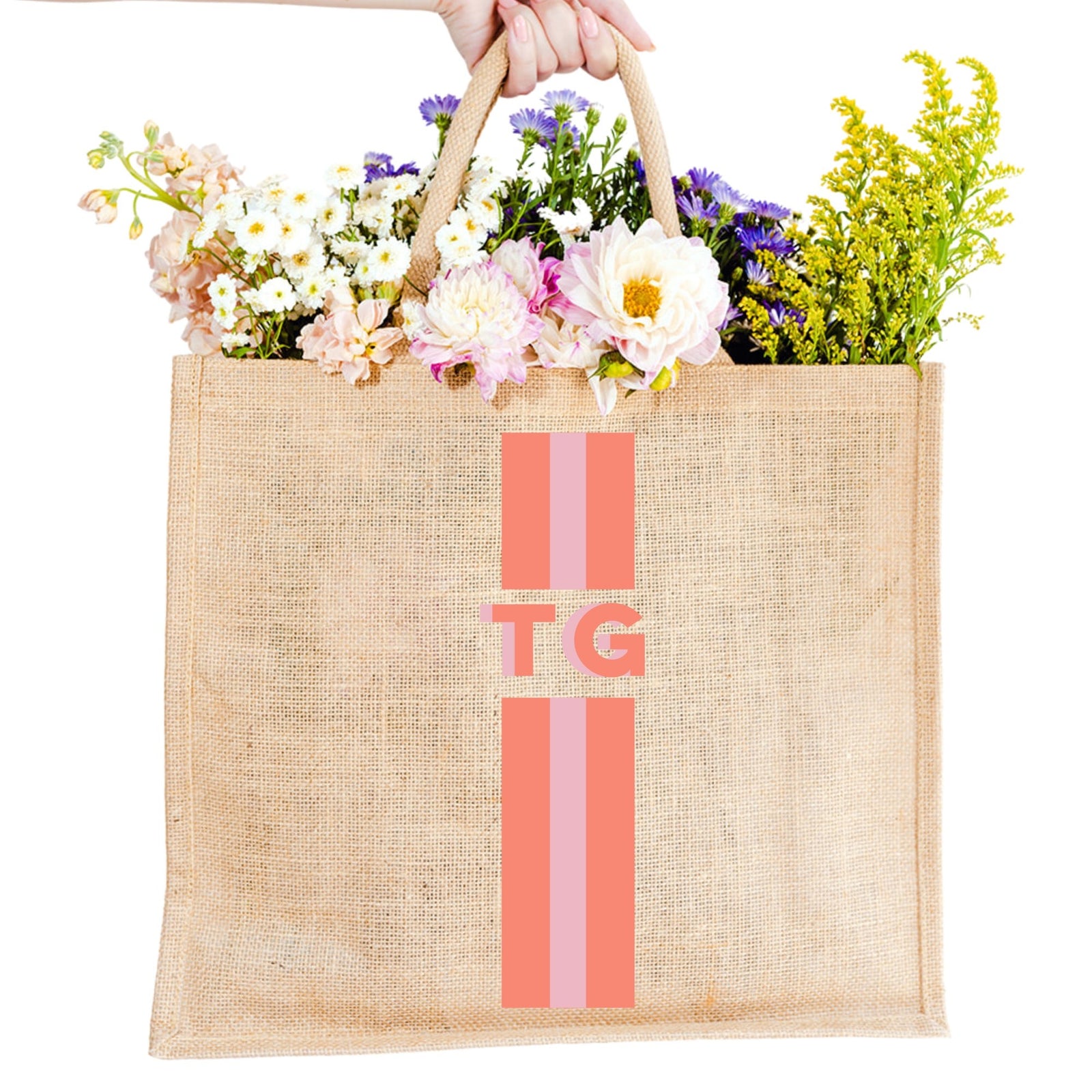 Embroidered Canvas Tote - Sprinkled With Pink