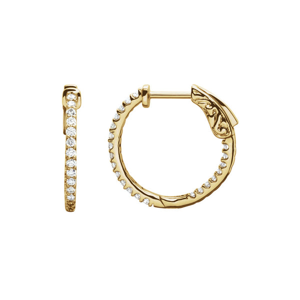 Diamond Earring Hoops, 0.50 Carat Total Weight in 14k White, Yellow or