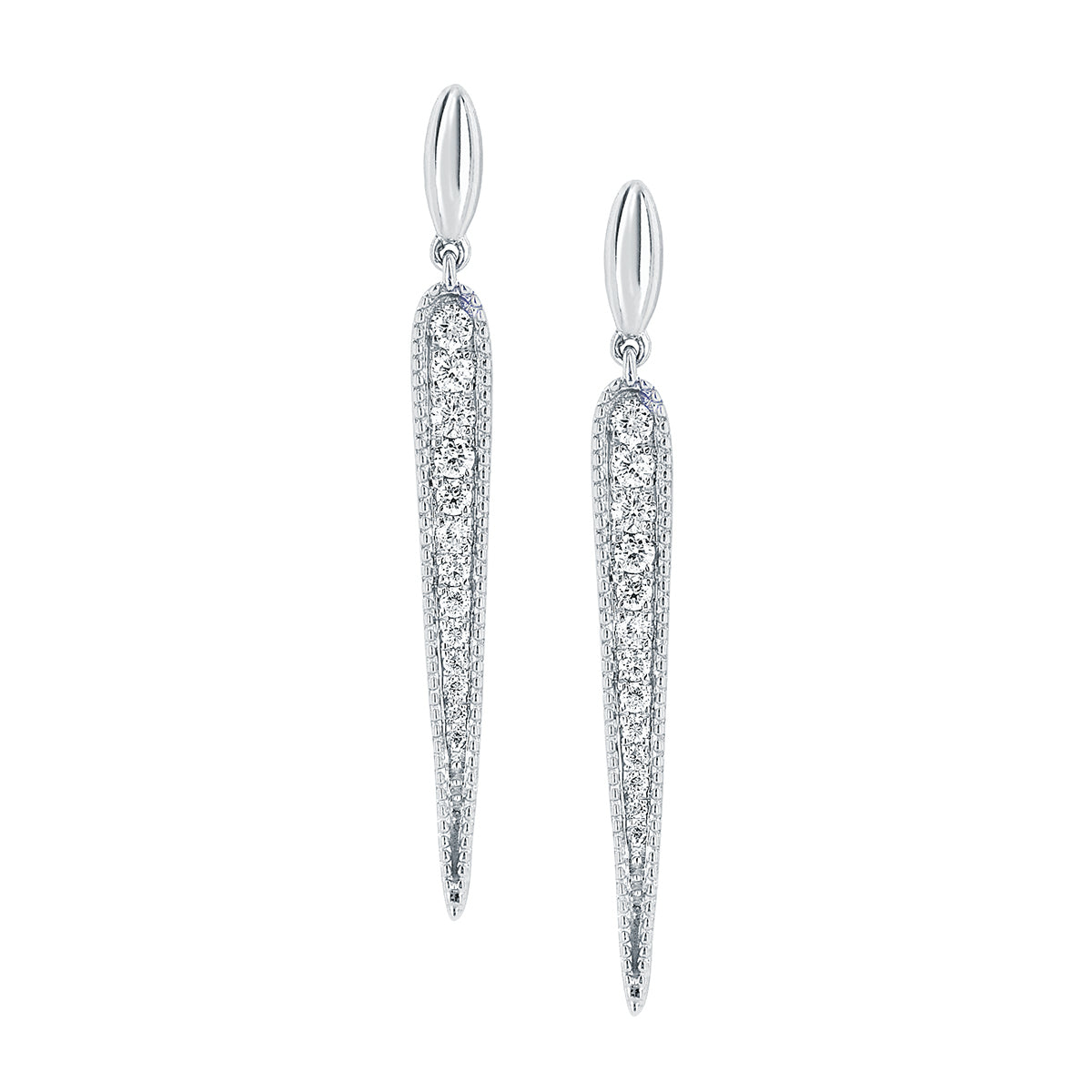 Two Diamond Drop Earrings in White, Yellow or Rose Gold