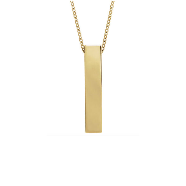 Custom Engravable Vertical Bar Necklace in White, Yellow or Rose Gold
