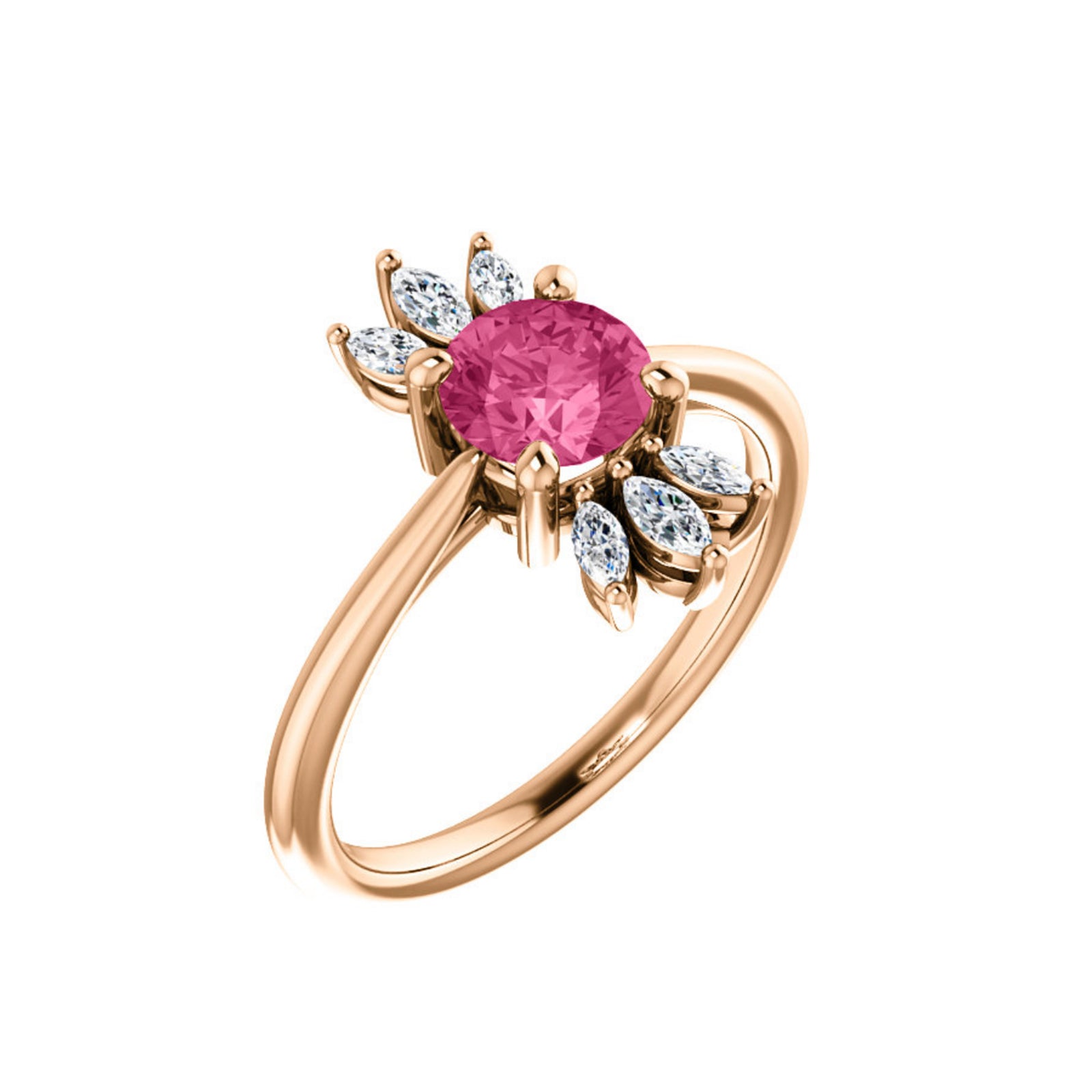 Libra Diamond Zodiac Engagement Ring - TheNetJeweler with Center Diamond 1.0 Carat / 14K Pink Gold