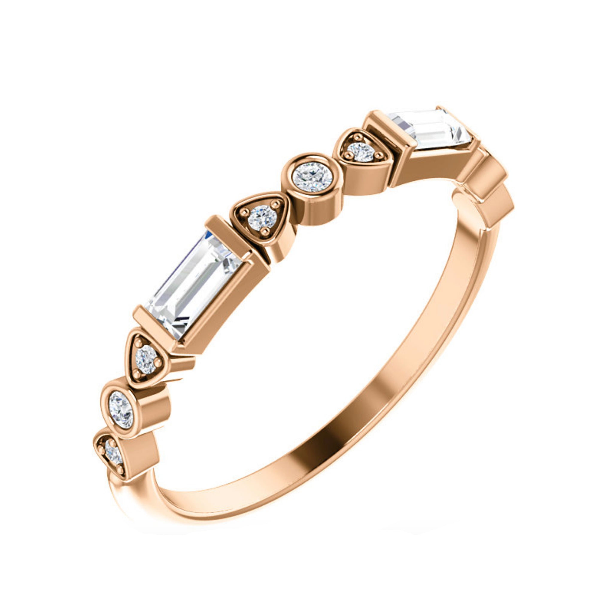 Mixed-Shape Diamond Stack Band in White, Yellow or Rose Gold