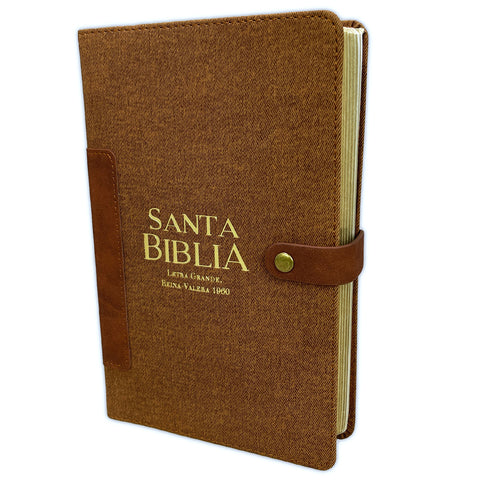 Biblia Letra Grande Reina Valera 60, vintage broche cafe