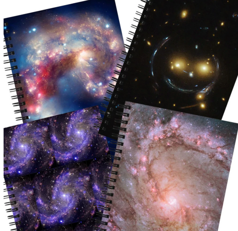 4 notebooks with different galaxy prints