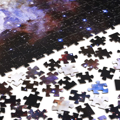 Close up of a cosmic print puzzle