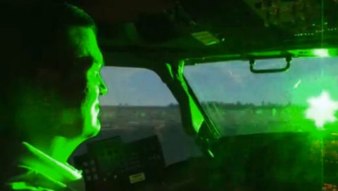 laser at airplane windshield