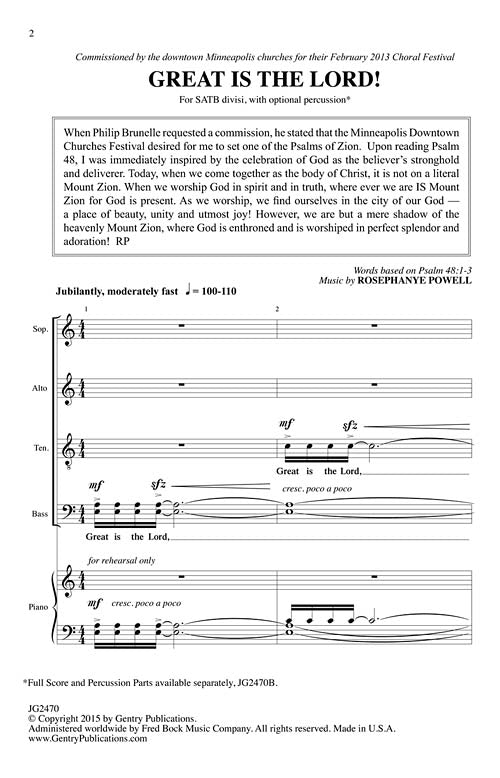 Great Is The Lord Satb Divisi A Cappella Rosephanye Powell