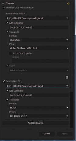 Figure 1. Ingest and convert to Cineform and MP4.