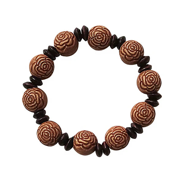 Wooden Flower Ball Bracelet BR2908-16 (12PC)