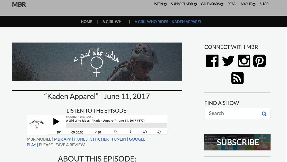 Interview on "A Girl Who Rides" Podcast - Screenshot Image
