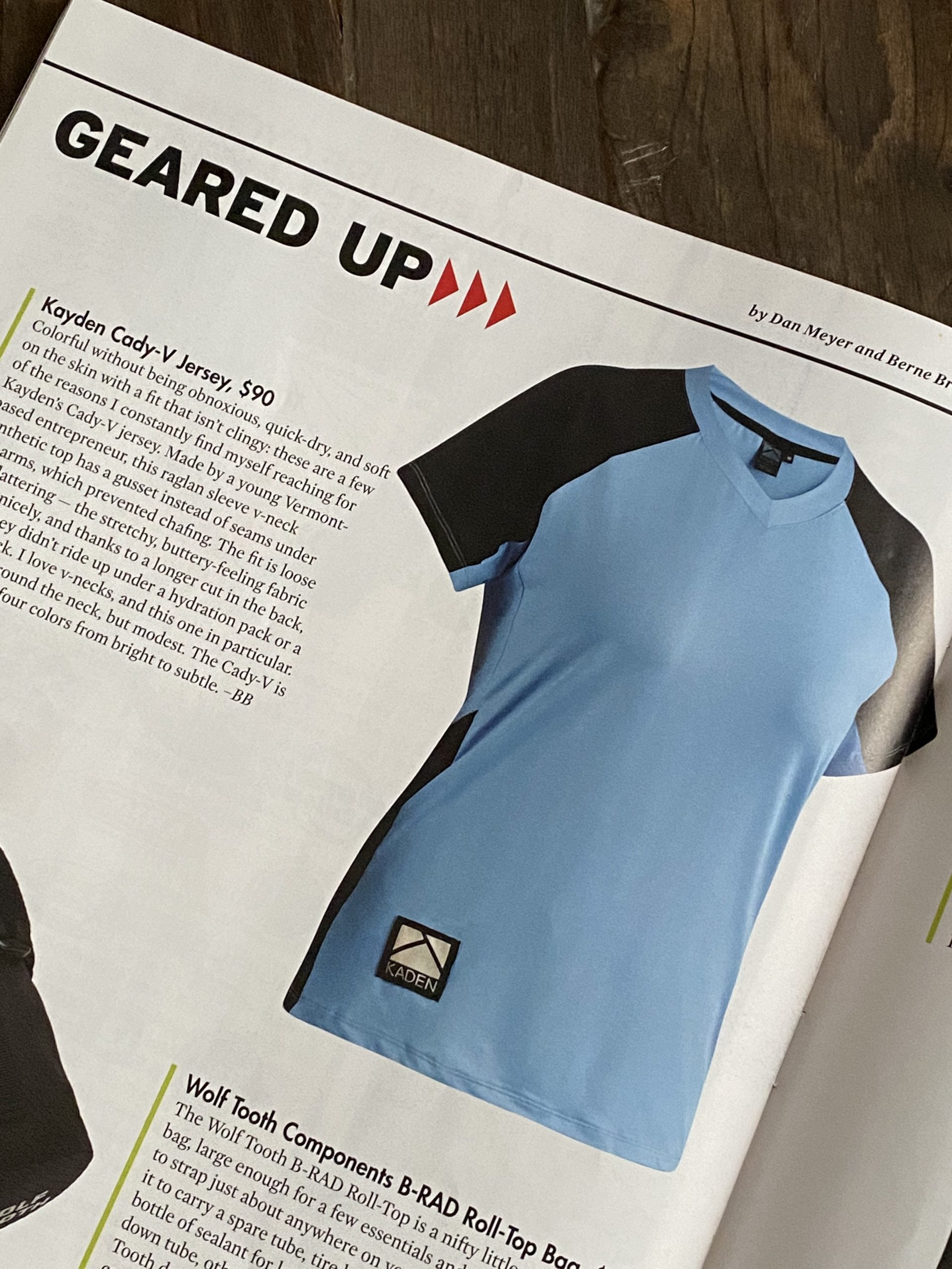 Cady-V Jersey Review in Adventure Cyclist Magazine - Publication Photo