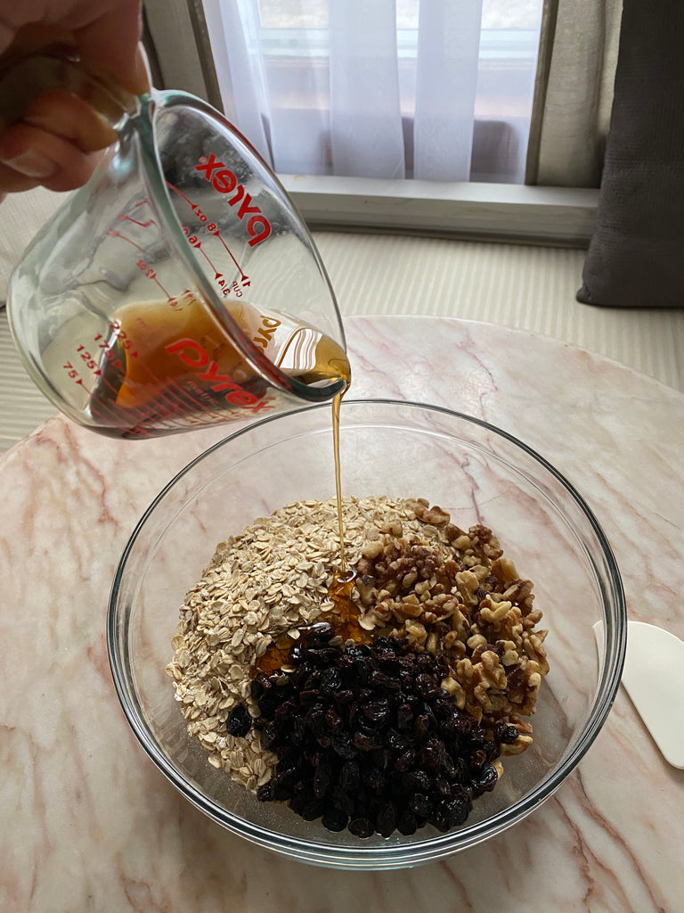Granola recipe, combining ingredients