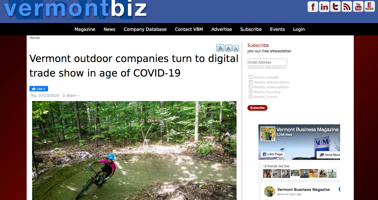 Kaden Featured in Vermont Business Magazine Following ORO Attendance - VT Biz Screenshot