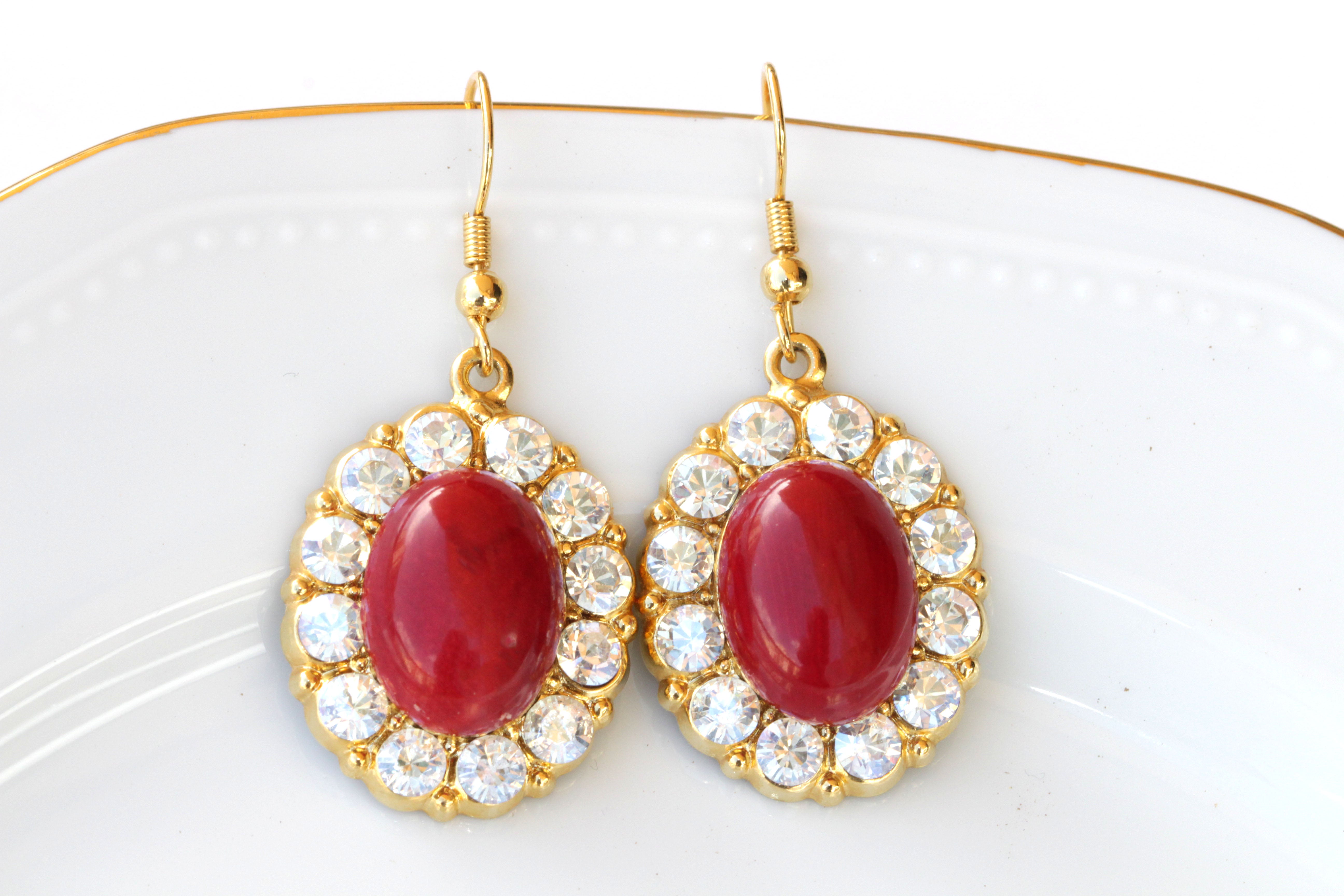 Red Coral Earrings Sun Sterling Silver 925 - SunnyArmenia