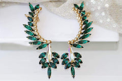ear cuff emerald large earrings for bride