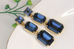 navy blue drop earrings