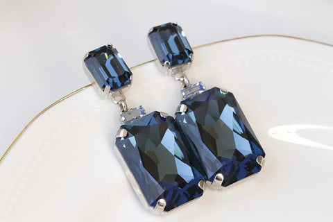 Bridal Dark Blue Earrings