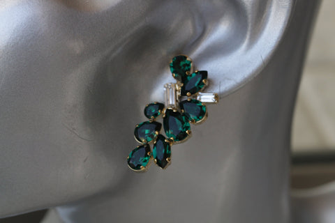 Dark green crystal earrings