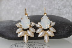 opal drop earrings with pearls