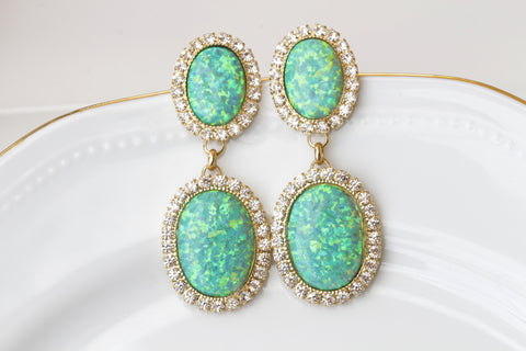 green opal earrings
