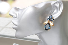 navy blue stud earrings
