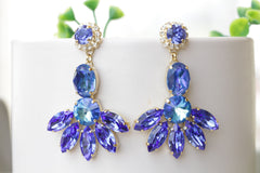 fan royal blue earrings