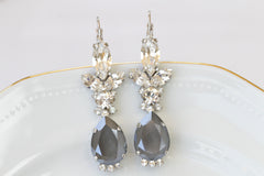 Gray evening earrings