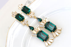 Emerald statement earrings