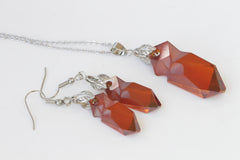 coral earrings and necklace set