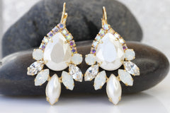 pearl large bridal earrings