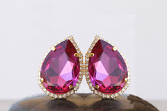 Pink fuchsia earrings