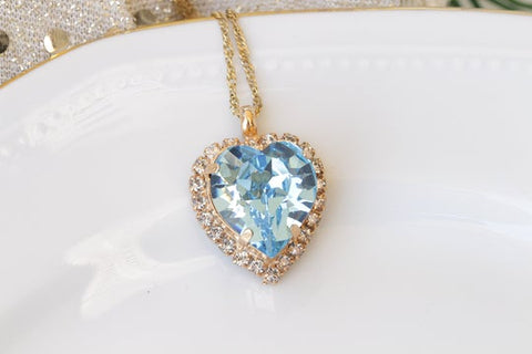 aquamarine heart shaped necklace