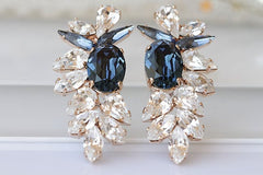 navy blue crystal earrings