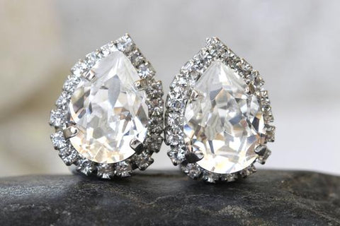 big crystal stud earrings
