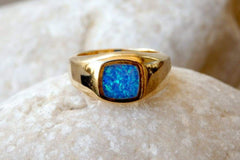 blue opal ring for man