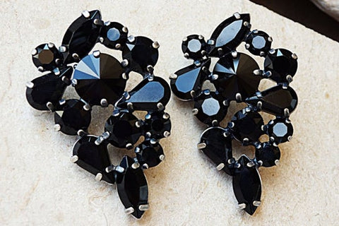 black cluster earrings