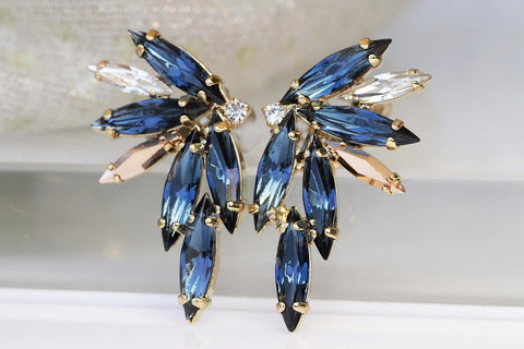 blue ear crawler earrings