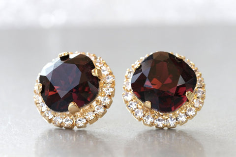 burgundy crystal earrings