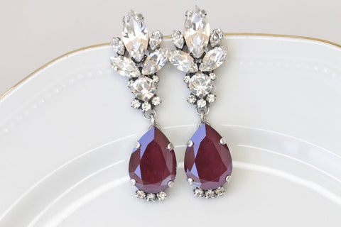 burgundy drop earrings