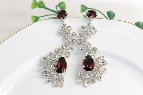 burgundy wedding earrings