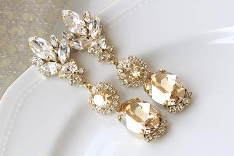 champagne earrings for wedding