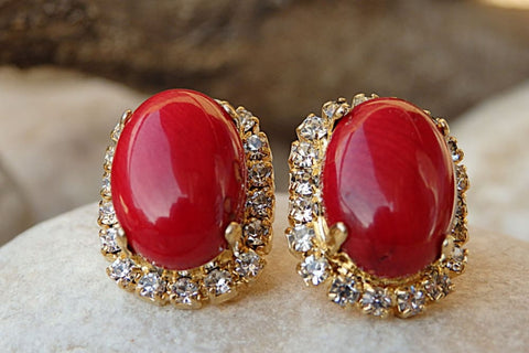 coral stud earrings