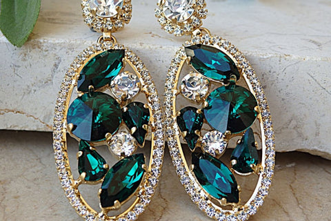 emerald green prom earrings