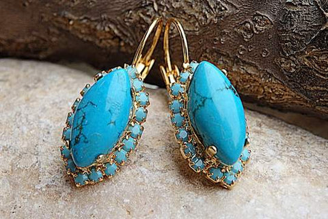 Sterling Silver and Turquoise Earrings | Turquoise earrings, Shop earrings, Genuine  turquoise