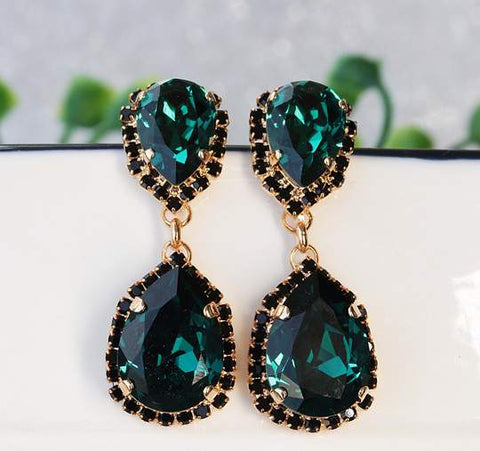 green and black earrings