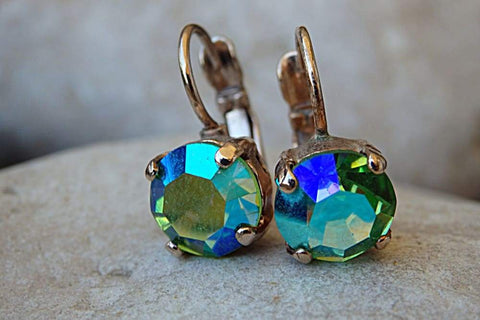 green drop earrings