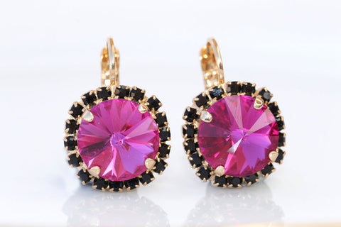 hot pink and black earrings