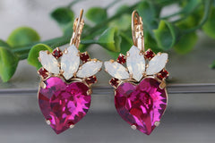 Fuchsia heart earrings