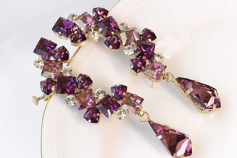 long purple earrings